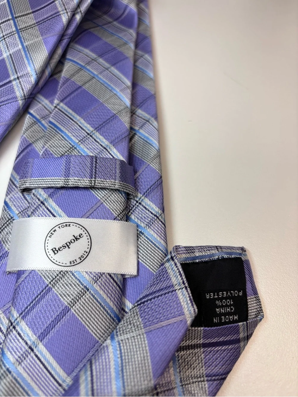 Bespoke NY Lavender Plaid Tie with Silver and Blue Accents NWOT Spring Plaid